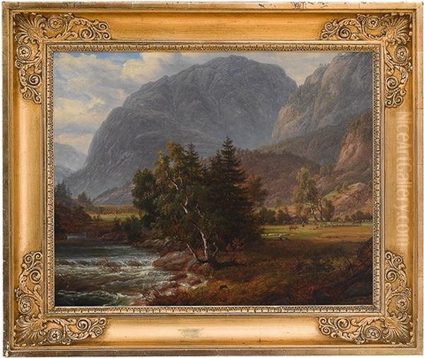 Fortundalen (after J. C. Dahls) Oil Painting by Thomas Fearnley