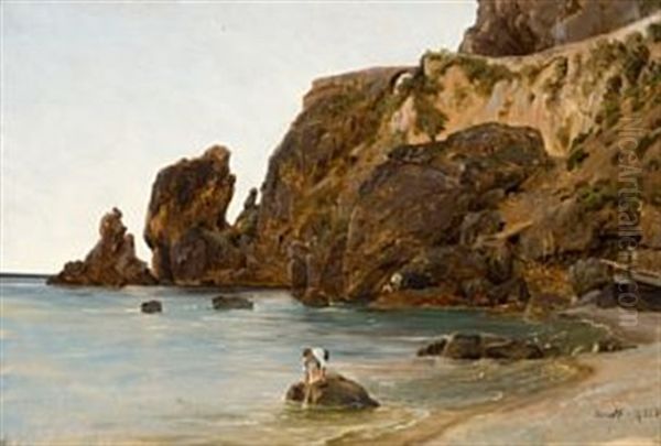 Gutter Pa Stranden, Amalfi Oil Painting by Thomas Fearnley