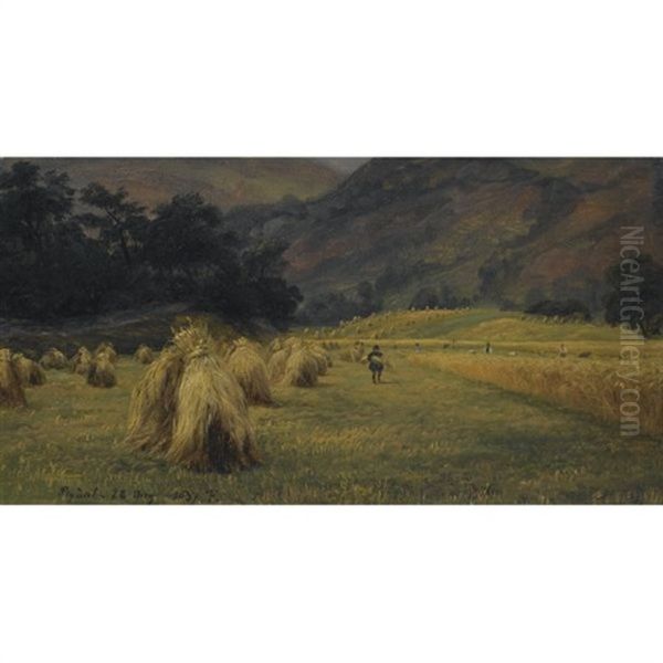 Hoystakker, Rydal, Cumbria - Haystacks, Rydal, Cumbria) Oil Painting by Thomas Fearnley