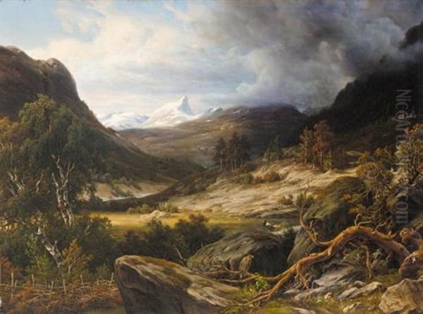 Ryttere I Landskap Oil Painting by Thomas Fearnley