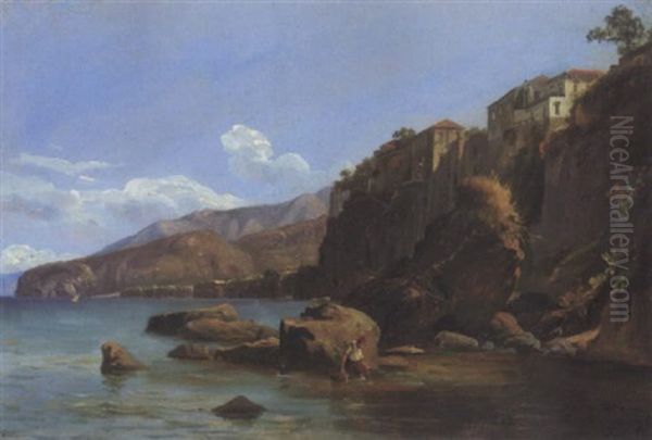 Fisker Ved Sorrento Oil Painting by Thomas Fearnley