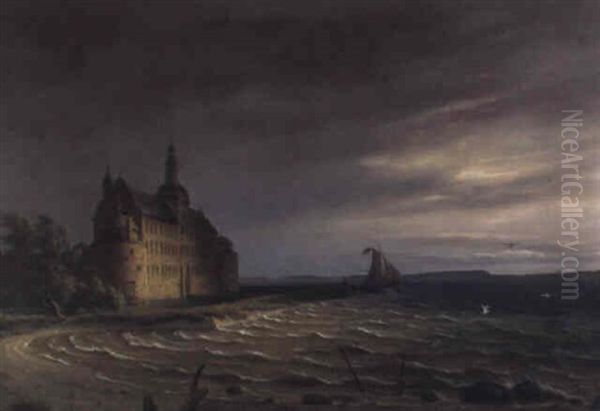 Vadstena Castle On Lake Vattern, Sweden Oil Painting by Thomas Fearnley