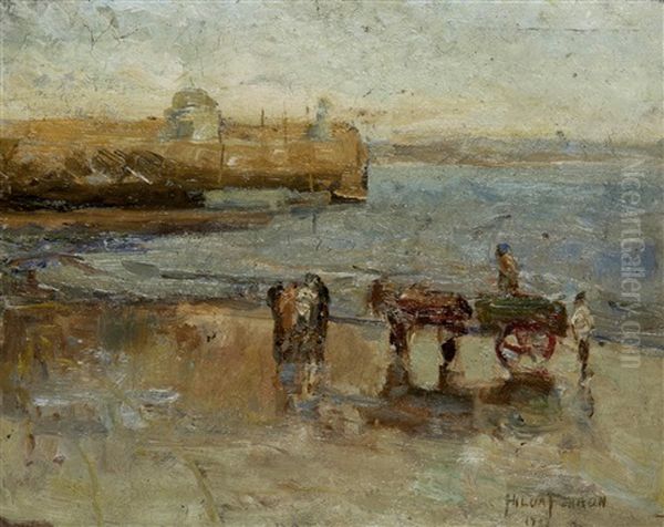 The Harbour At St. Ives (+ Portrait Of A Boy, Verso) by Hilda Fearon