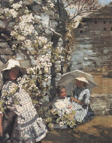 The White Parasol Oil Painting by Hilda Fearon