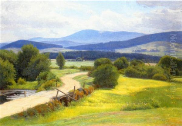 Der Plockenstein Im Bohmerwald Oil Painting by Emerich Fechter