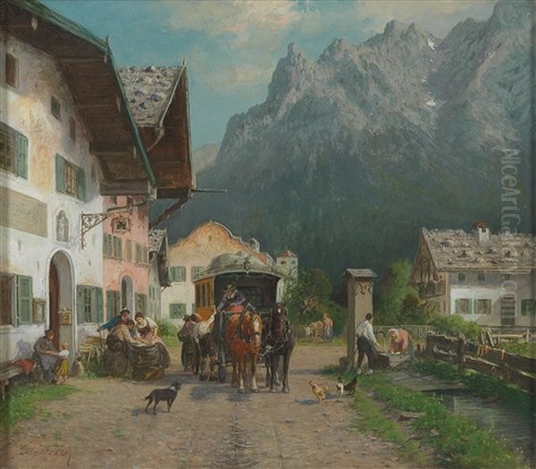 Way Station In The Mittenwald Oil Painting by Otto Fedder