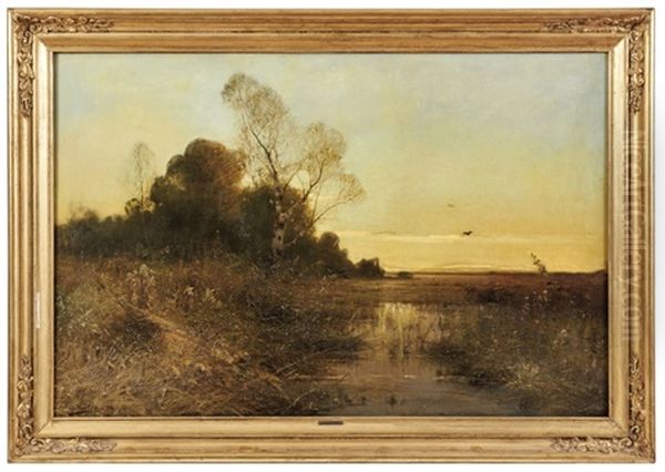 Abendstimmung Im Dachauer Moos Oil Painting by Otto Fedder