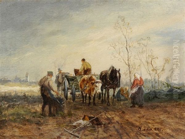 Bauern Bei Der Ernte Oil Painting by Otto Fedder