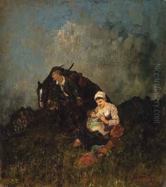 Familie Auf Dem Feld Oil Painting by Otto Fedder