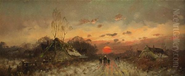 Abendrot Oil Painting by Otto Fedder