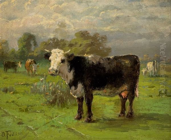 Cows Oil Painting by Otto Fedder