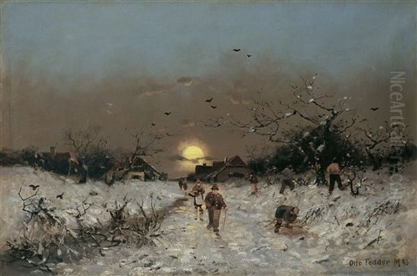 Winterabend Oil Painting by Otto Fedder