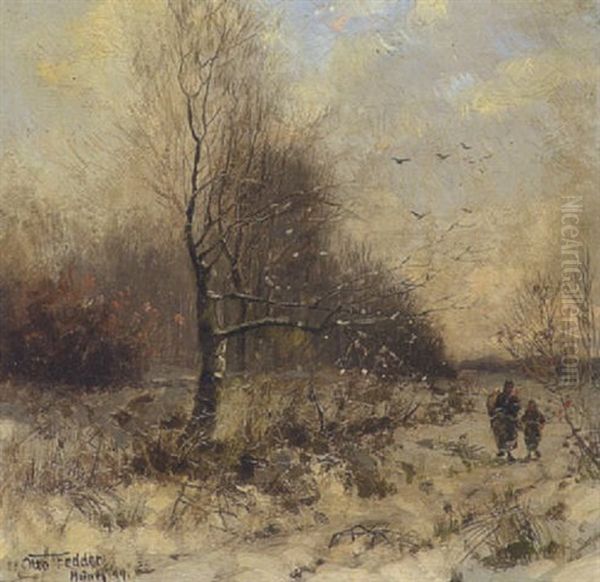 Winterlandschaft Oil Painting by Otto Fedder