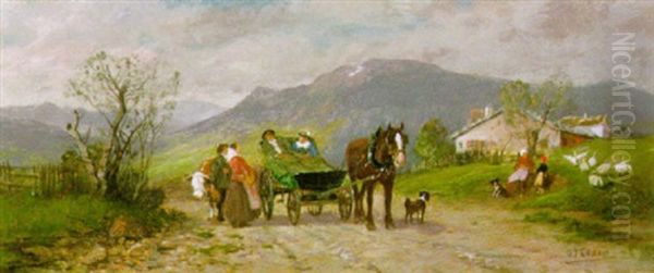 Gesprach Am Wegesrand Oil Painting by Otto Fedder