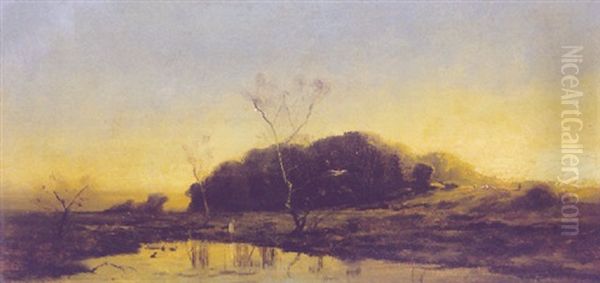 Landschaft Mit Tumpel Im Vordergrund Oil Painting by Otto Fedder