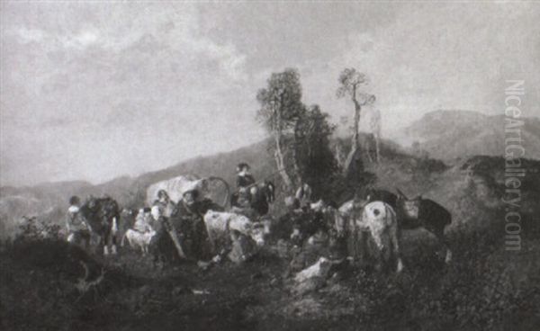 Mittelalterliche Landsknechte Haben Einen Wagenzug Uberfallen Oil Painting by Otto Fedder