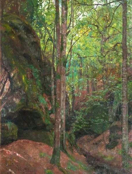 Thuringer Waldschlucht Oil Painting by Hans Peter Feddersen the Younger