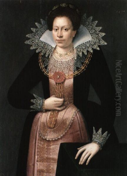 Portrait Of A Lady (member Of The Ripperda Family?) Oil Painting by Pieter (van Harlingen) Feddes