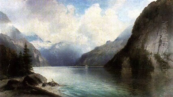 Der Konigssee Mit Blick Auf St. Bartholoma Oil Painting by Carl Fedeler