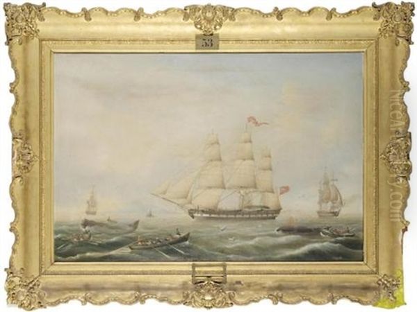 British Whaling Ships (britische Walfangschiffe) Oil Painting by Carl Justus Harmen Fedeler