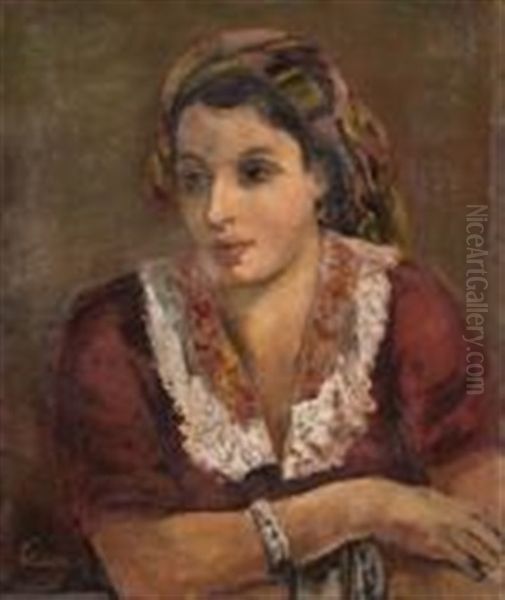 Portrait De Jeune Orientale Oil Painting by Adolphe Aizik Feder