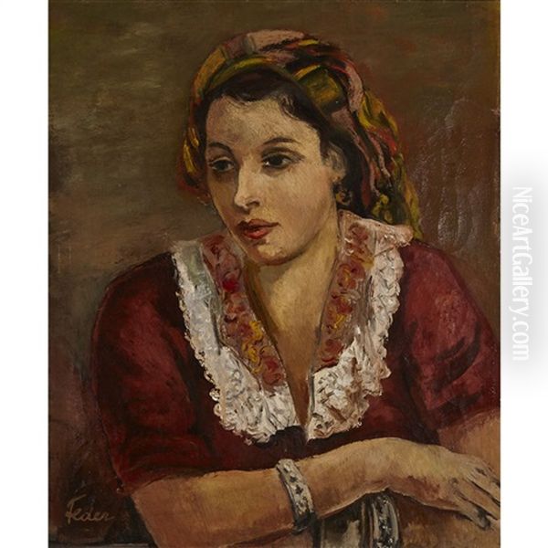 Moorish Woman Oil Painting by Adolphe Aizik Feder