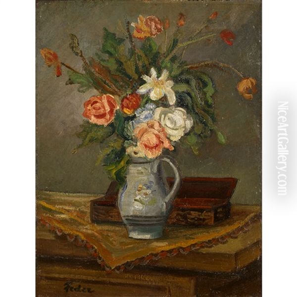 Still Life With Flowers Oil Painting by Adolphe Aizik Feder