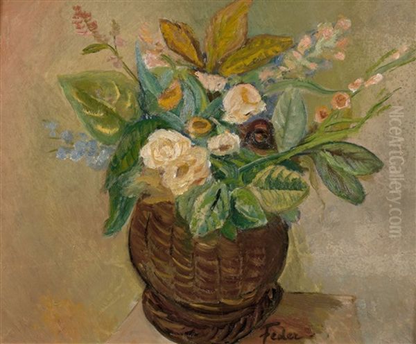 Vase De Fleurs Oil Painting by Adolphe Aizik Feder