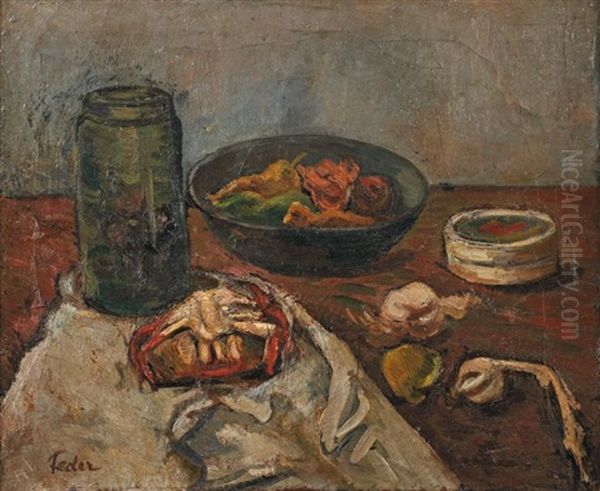 Composition Au Crabe Oil Painting by Adolphe Aizik Feder