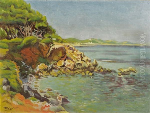 Rochers Sur La Cote Oil Painting by Adolphe Aizik Feder