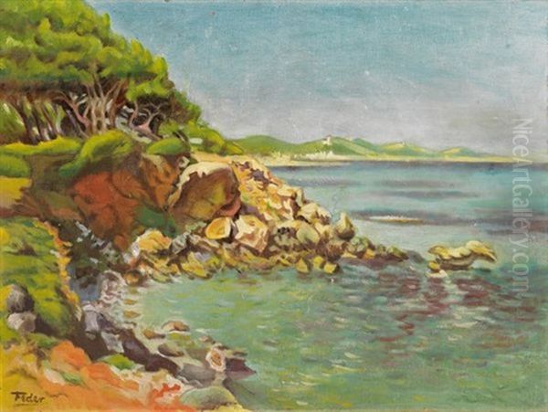 Rochers Sur La Cote Oil Painting by Adolphe Aizik Feder