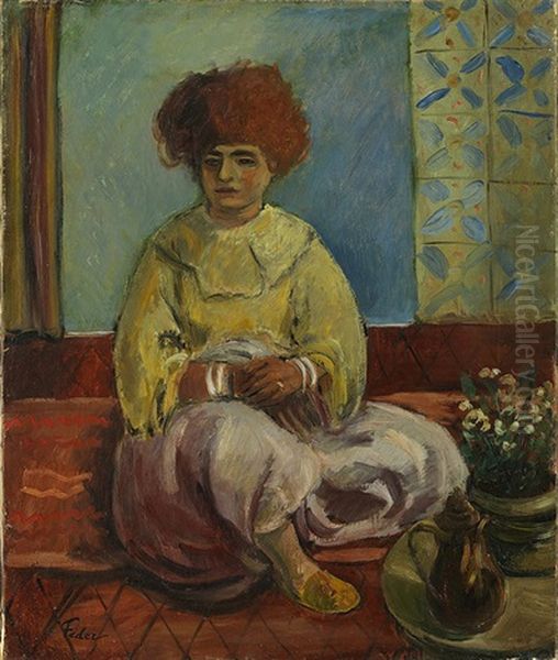 Portrat Einer Frau In Orientalischer Kleidung Oil Painting by Adolphe Aizik Feder