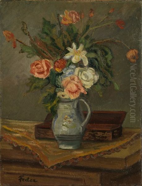 Stillleben Mit Blumen Oil Painting by Adolphe Aizik Feder