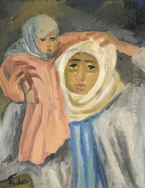 Femme Et Son Enfant Oil Painting by Adolphe Aizik Feder