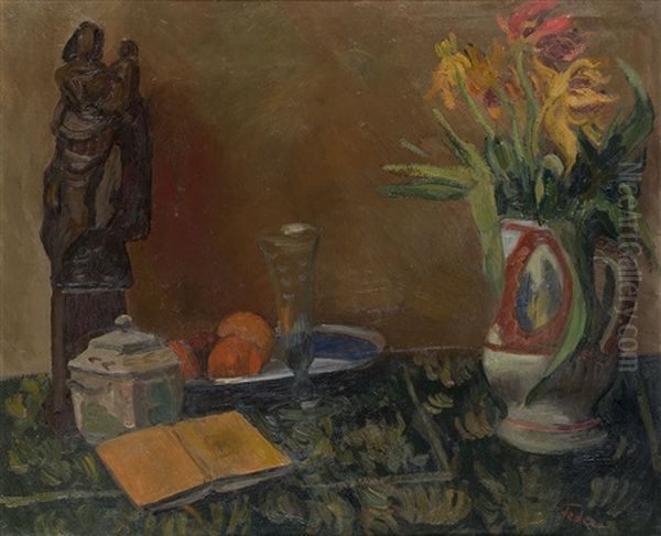 Still Life With A Statue Oil Painting by Adolphe Aizik Feder