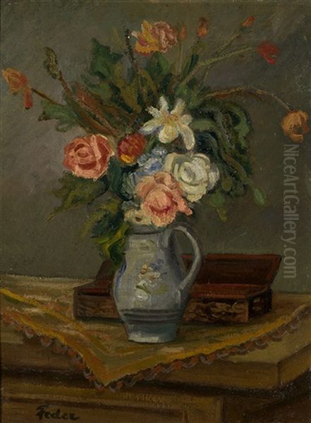 Still Life With Flowers Oil Painting by Adolphe Aizik Feder