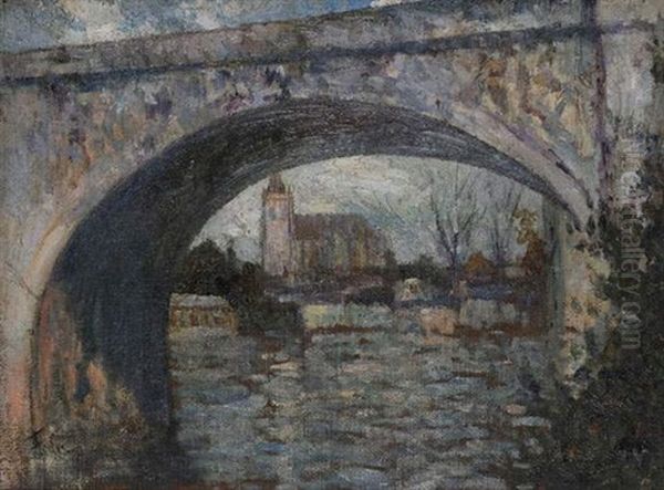 Riviere Sous Le Pont Oil Painting by Adolphe Aizik Feder