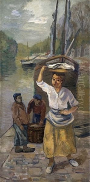 The Fisherman`s Wife Oil Painting by Adolphe Aizik Feder