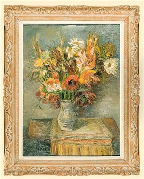 Flowers In A Vase Oil Painting by Adolphe Aizik Feder