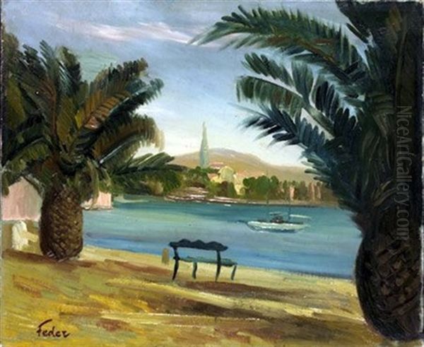 View Of Tibrias Oil Painting by Adolphe Aizik Feder