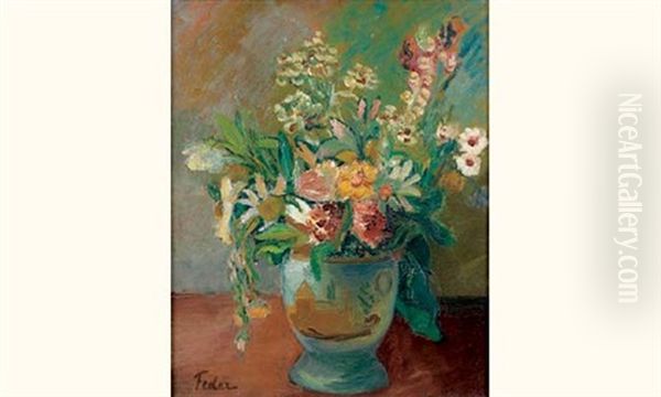 Bouquet De Fleurs Oil Painting by Adolphe Aizik Feder