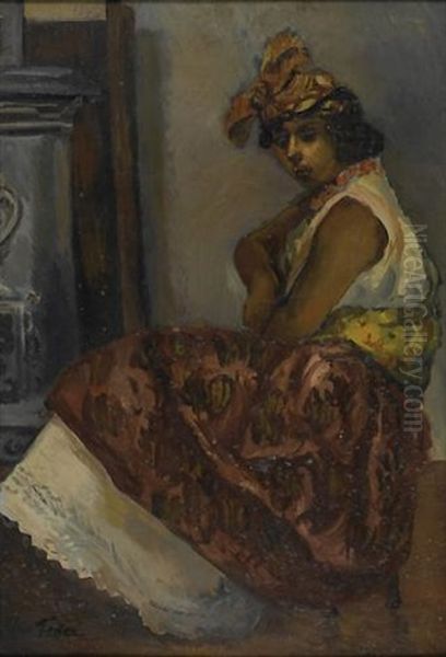 A Spanish Girl Oil Painting by Adolphe Aizik Feder