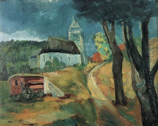 Rural Landscape Oil Painting by Adolphe Aizik Feder