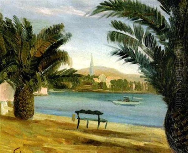 Vue Du Lac De Tiberiade (?) Oil Painting by Adolphe Aizik Feder