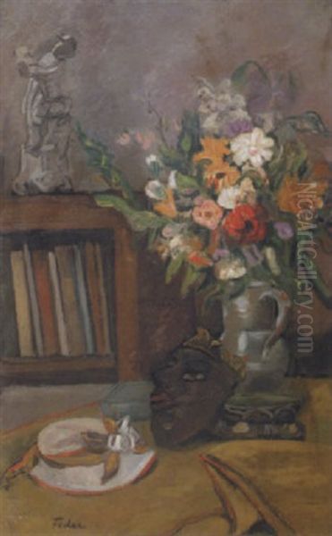 Nature Morte Au Masque Oil Painting by Adolphe Aizik Feder