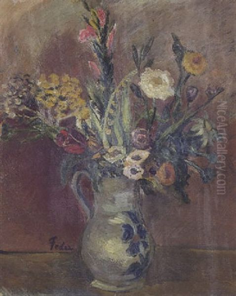 Vase De Fleurs Oil Painting by Adolphe Aizik Feder