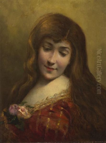 Portrait Of A Woman Oil Painting by Angelo Asti