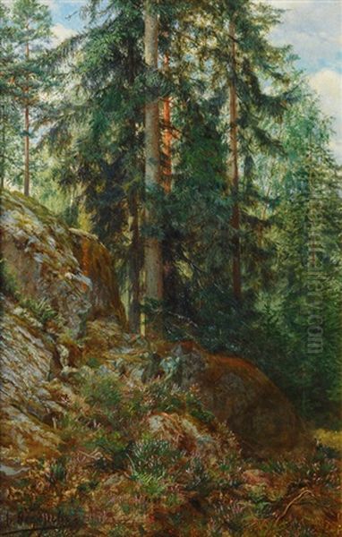 Forest Clearing Oil Painting by Simeon Fedorovich Fedorov