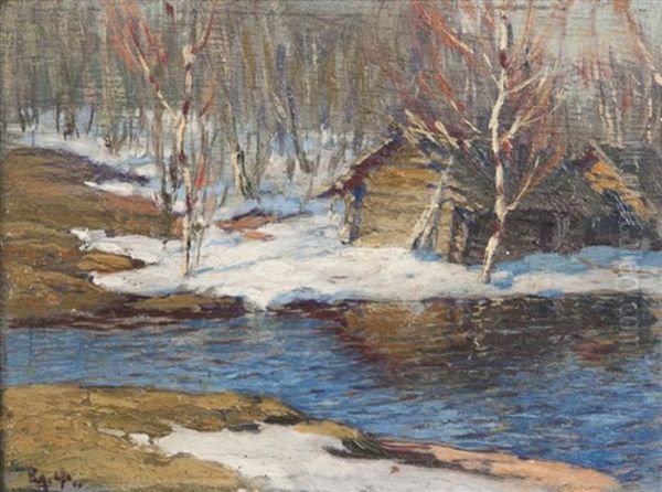 Bord De Riviere Enneige Oil Painting by Vladimir Nikolaevich Fedorovich