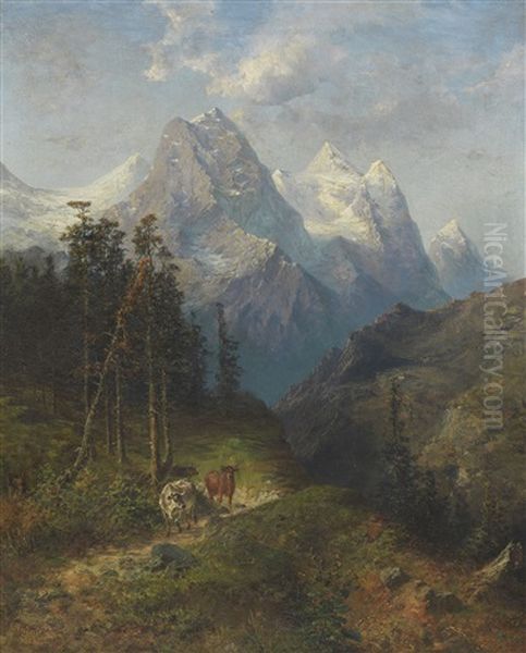 Blick Auf Das Wetterhorn Oil Painting by Karl Feederle